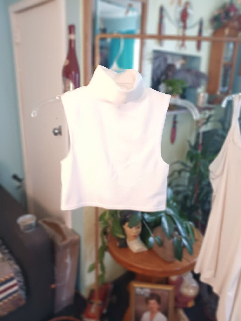 White Stag White Sleeveless Turtleneck Crop Top